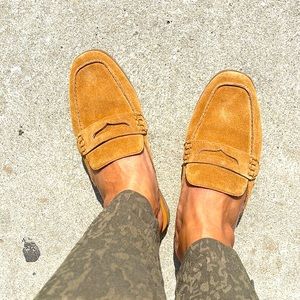 LUCKY BRAND GOLD SUEDE MULES/LOAFERS 7.5